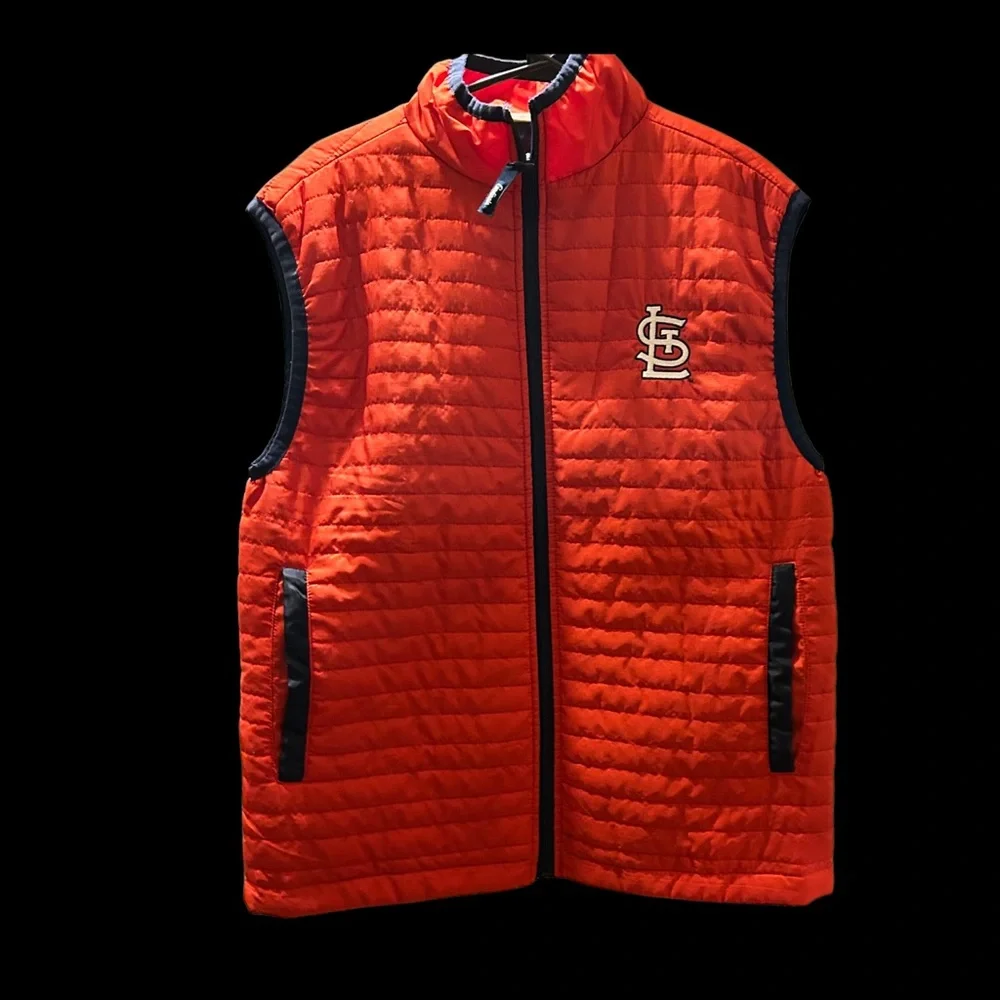 Red Quilted Sleeveless Vest with Logo